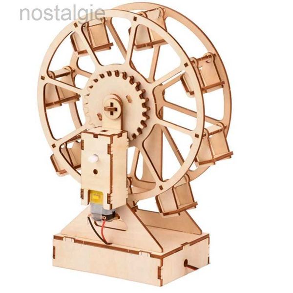 Bloques 3D DIY Craft Electric Ferris Wheel Puzzle Juego Modelo de madera Kits de construcción Ciencia Juguetes educativos para niños Regalo 240401