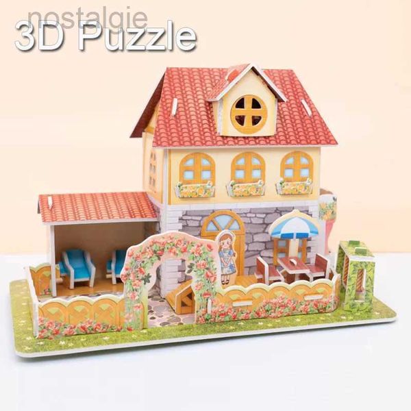 Bloques 3D DIY Tarjeta de papel Puzzle Villas Casa Modelo de construcción Niños Juguetes educativos hechos a mano Puzzle Adorno de escritorio 240401