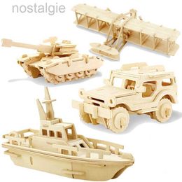 Blokken 3D DHZ Houten puzzelspeelgoed Militaire serie Tankvoertuigmodelset Creatief gemonteerd Onderwijspuzzel Speelgoed Cadeaus voor kinderen Kinderen 240401