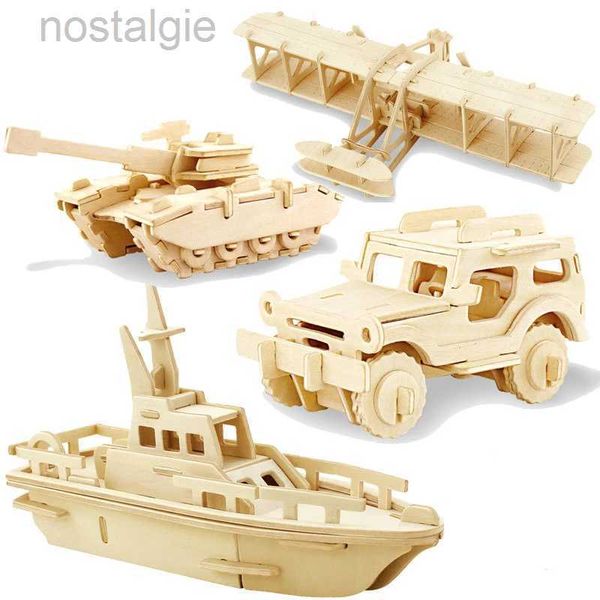 Bloques 3D DIY Rompecabezas de madera Juguete Serie militar Tanque Vehículo Modelo Conjunto Creativo Ensamblado Educación Rompecabezas Juguetes Regalos para niños Niños 240401