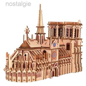 Blocs 3D Puzzles en bois cathédrale Notre-Dame bateau à voile avion bateau puzzle Kit de menuiserie jouets éducatifs pour enfants modèle de Robot de construction 240401