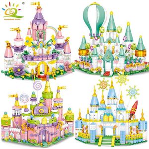 Bloques de 4 piezas/set Princess Dream Castle Book Building Block Girl Carriage Queen Friends Series House City Children Toys H240521