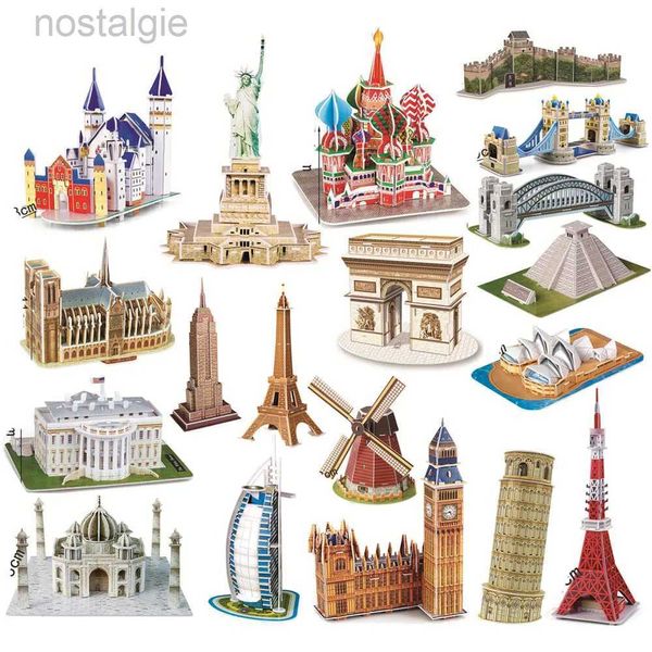 Blocs 40 Style Architecture de renommée mondiale Bâtiment 3D Puzzle Modèle Construction 3D Puzzle Jouets pour enfants Cadeau de Noël 240401