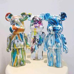 Blokken 400% Vloeistof Gewelddadige Beer Hars Standbeeld Bearbricks Ambachten Poppen Street Art Collectible Modellen Speelgoed Kinderen Vrienden Geschenken Home Decor T220