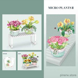 Bloques 409 Uds ciudad Mini orquídea flor plantas en macetas bloques de construcción amigos Gypsophila tulipán decoración del hogar ladrillos juguetes para niños regalos