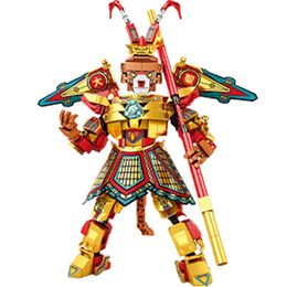 Blocs 419 pièces Wukong Mecha bâtiment Sun City Monkied Robot Super singe roi combattant arme briques jouets pour enfants 231114