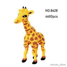 Bloques 4800 piezas Animal jirafa modelo bloques de construcción dibujos animados jirafa adornos en miniatura juguetes educativos para niños regalo R230617
