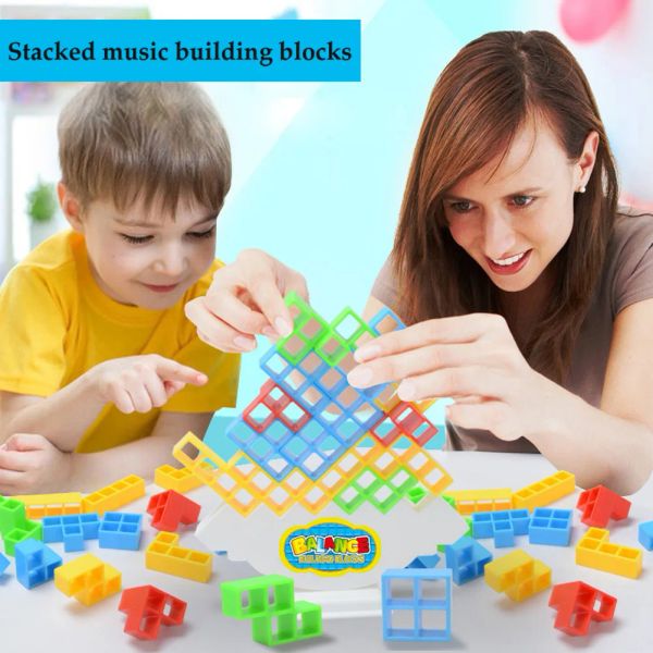 Blocs 4864pcs Tetra Tower Game Stacking Blocs Stack Building Blocs Balance Puzzle Board Assembly Bricks Educational Toys for Kids