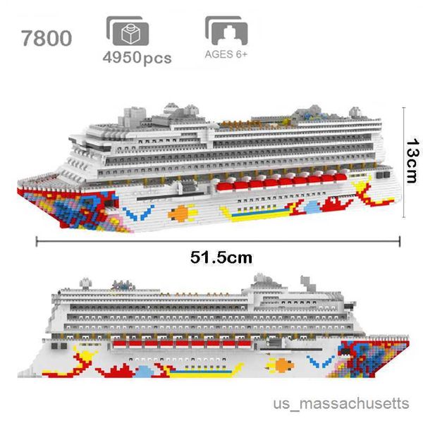 Bloques 4950 Uds. Crucero de lujo barco blanco grande DIY diamante Mini bloques de construcción Micro ladrillo ensamblado juguete niños regalo