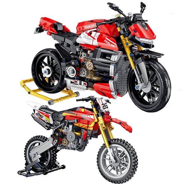Bloques 4D Puzzle Motorcycle Construcción de alta tecnología Construcción Racing Model Building Diy City Speed Race Moto Brick Kids Toy