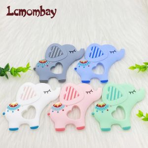 Blocs 5 / 10pc BPA BPA Free Silicone Elephant Teether Baby Baby Disting Toys Crochet Animal Forme Baby Products Nursing Gift
