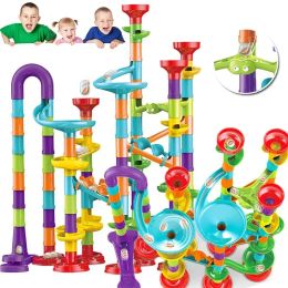 Blocks 50 / 197pcs Enfants DIY Game Marble Race Race Track Building Blocs Toys 3d Maze Ball Rolling Marbles Running Track Coaster Gift