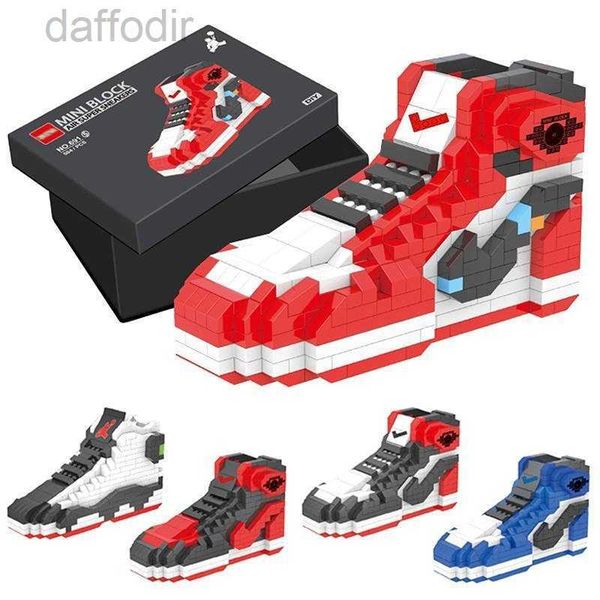 Bloques 502 Uds Mini bloques de construcción zapatos de baloncesto modelo de juguete zapatillas de deporte juego de ladrillos conjunto DIY para regalo para niños 240308