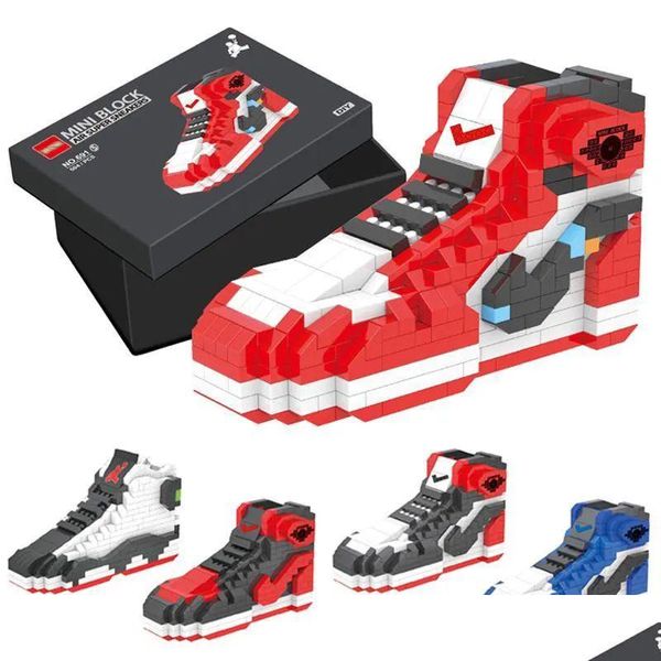 Bloques 502 unids Mini bloques de construcción Zapatos de baloncesto A J Modelo Zapatillas de deporte de juguete Conjunto de ladrillos Conjunto de bricolaje para niños Regalos Bloques 2023 Juguete Dh3Tk