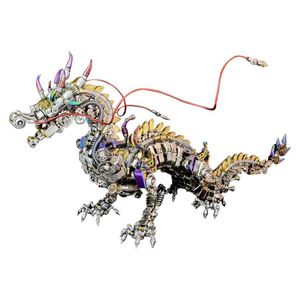 Bloques de 50cm, kit de modelo de dragón venerable mecánico, ensamblaje DIY, rompecabezas 3D, modelos de dragón grandes, Metal Punk (2030 + Uds.) L231223