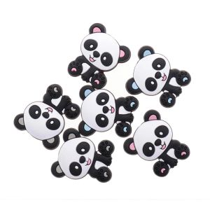 Bloque 50pcs Panda Silicone Baby Beads Pendant pour la tétine Silicone Perles de cordes de sucette pour les dents pour bébé Toys BPA gratuitement