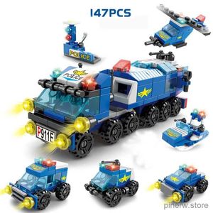 Blocs 6 en 1 blocs de construction ville incendie ingénierie véhicule camion voiture Mini jouet briques garçons enfants avion réservoir SWAT Police modèle