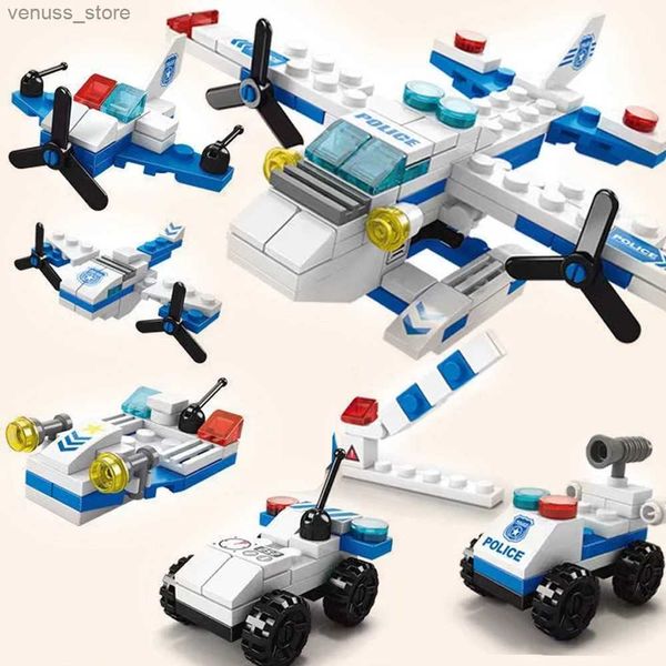 Blocs 6 en 1 enfants briques jouets formes de véhicules Aviation modèle de port spatial blocs de Construction Construction bébé Intelligence développement cadeau R231208