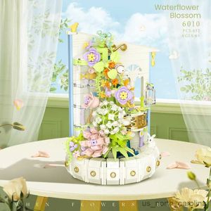 Blocs 632 pièces créatif Pot plante blocs de construction avec lumière LED ville eau pavillon fleurs ornement modèle jouets pour cadeaux R230907