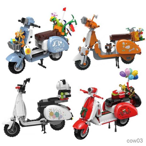 637 piezas modelo de motocicleta bloques de construcción transporte MOTO MiNi Micro bloques ladrillos juguetes para niños regalos juguete hogar Decro R230718