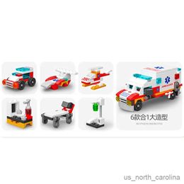 Blocs 6in1 nouvelle ambulance escorte voiture paramédical médecin chargeur camion modèle classique blocs de construction ensembles jouet ville R230907