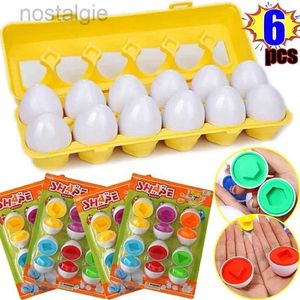 Blocs 6lot Babys Eggs Matching Game pour identifier les inserts de forme de couleur Blocs de construction Smart Early Educational Toys Puzzle Playing 240401