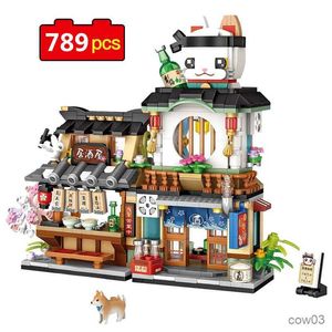 Blokken 789pcs City Mini Street View Model Bouwstenen Visserij Winkel Night Market Scene Figuur Bricks SPEELGOED VOOR KIND GIFT R230718