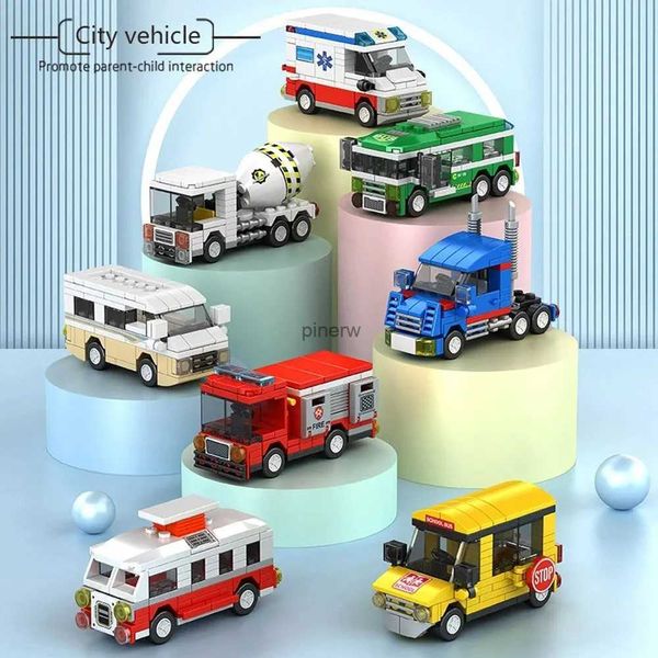 Bloques 8/1 Uds Series de la ciudad bloques de construcción autobús escolar Camper modelo camión ambulancia ladrillos niños ensamblaje educativo juguete niño regalo