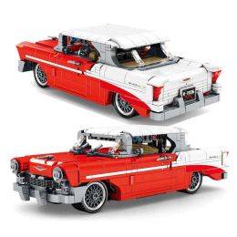 Blokken 814pcs Super Racing Car Building Blcoks Creator Classic Vintage Car Expert Bricks Set Model Diy Toys Kids Kids Gifts Q0624