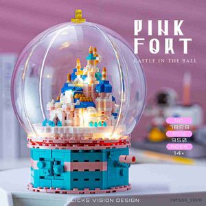 Blocs 950 pcs Boule De Cristal Blocs De Construction Architecture Rotation Château Palais LED Lumière Mini Diamant JOUET pour Enfants Cadeau R230617