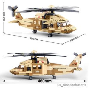 Bloqueos Helicópteros de aviones Aviones aviones Modelo de construcción Bombarderos del ejército US SWAT Gunship Toys R230814