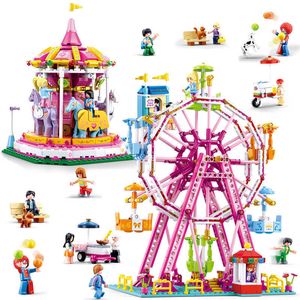Blocks Amusement Park Ferris Wheel Building Buildings Buildings City Friends Carrousel Bricks Bricks Model Playground For Children Girls Toy Gift 0208
