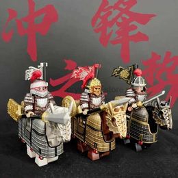 Blocs Ancien Style chinois général blindé soldat accessoires de cheval de guerre ensemble pour Mini poupée chiffres blocs de construction brique jouet cadeau de noël 240120