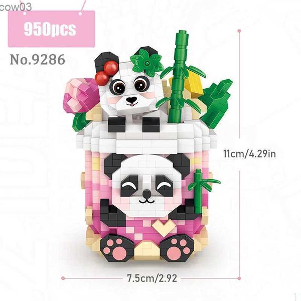 Blocs Animal bloc de construction jouet bricolage mignon Panda lapin chaton lait thé tasse 3D modèle Mini briques enfants assemblage jouet cadeau d'anniversaire R231020