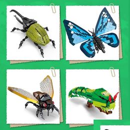 Blocs modèle animal abeille papillon cricket sauterelle ensemble construction bricolage enfants puzzle assembler des jouets pour cadeaux pour enfants R230905 Drop Deli Dhkkn