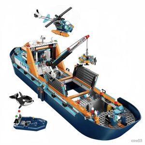 Blokken Arctic Explorer Ship Compatibel bouwsteenspeelgoed Drijvende bootstenen Cadeaus voor jongens en meisjes R231109