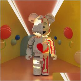 Blocs Blocs 6051 idées créatives amour ours violent grand modèle Bearbrick avec des jouets de brique de construction légère enfants jouets d'anniversaire de noël Dhad9