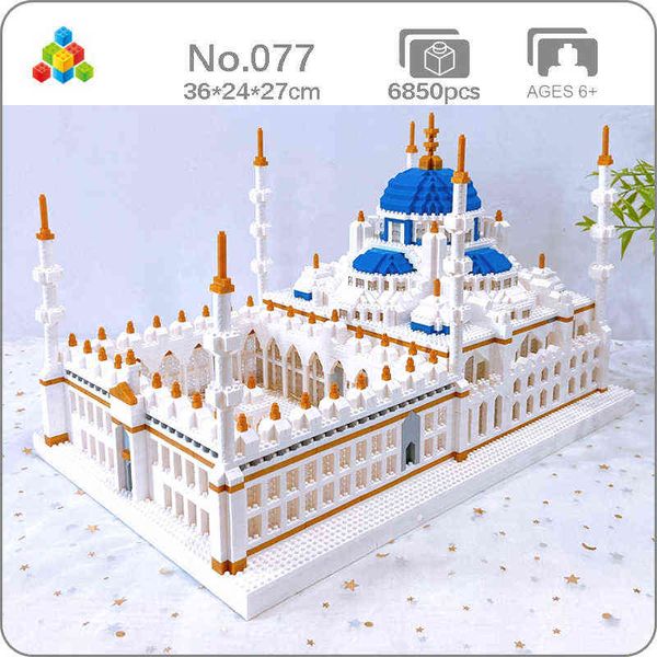 Bloques bloques yz 077 Arquitectura mundial Mosquía de pavo Templo Castillo Palacio Modelo Mini Diamond Blocks Ladrillos Construcción de juguete para niños Sin caja T220901