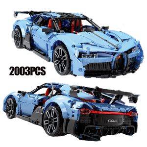 Blokkeert Blue Sport Super Racing Technische auto Bouwsteen Stad Speed ​​Expert Racer Voertuig Sets Bakstenen Verjaardagspeelgoed Kids Gifts 230523