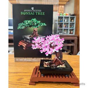 Bloques Bonsai Tree Flower Bouquet Perpetual 3D Build Block Juego Modelo de decoración del hogar Planta de juguete en maceta Regalo R230814