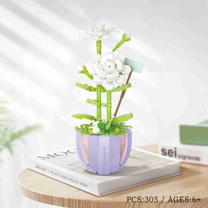 Bloques Bouquet Modelo 3D Bloques de juguete Mini Build Block Plant Planta de flores de rosa en macetas Juguetes de ladrillo para niñas Regalo de Navidad para adultos R230817