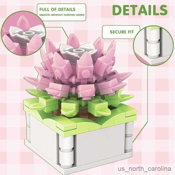 Blocs Bouquet bloc fleur succulentes en pot blocs de construction adaptés pour les jouets d'assemblage romantique pour enfants filles cadeau R230905