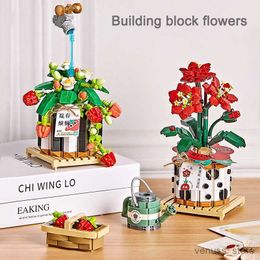 Blocs Bouquet Ornements Mini Blocs De Construction Fraise Plante En Pot Fleur Puzzle Assemblée Enfants Jouet Cadeau Décoration De La Maison R230629