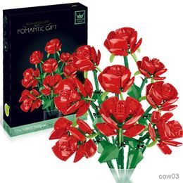 Bloques de construcción de flores eternas de ramo de rosas aptos para montaje romántico de orquídeas, decoración del hogar, juguetes DIY, regalo de cumpleaños R230718