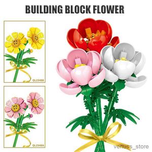 Blocs Building Block Fleur Modèle Romantique Bouquet Plante Assemblée Jouet Ménage En Pot Fleur Décoration Fille Cadeau D'anniversaire R230629