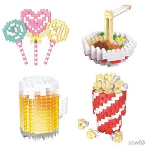 Blokken Bouwsteen Popcorn Bier Noodle Model Micro Deeltje Diamant Baksteen Diy Leuke Puzzel Montage Kinderen Speelgoed Vakantie Geschenken R230718