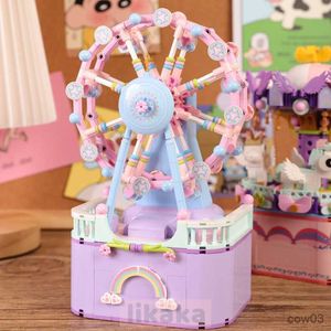 Blokken Bouwstenen Creatief Speelgoed Model Carrousel Wiel Muziek Mini Blokken Para Ninos Meisjes Verjaardagscadeautjes R230718