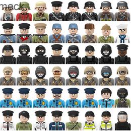 Blokken Bouwstenen Mini -figuren Set WW2 Militaire Leger Soldier Swat Police Toy Soldiers for Kids Gifts