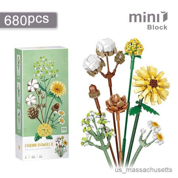 Bloques Cactus Mini Building Blocks Diy Creative Bonsai Simulación suculenta Plantas Verdes Flores Decoración del hogar Juguetes Regalos R230814