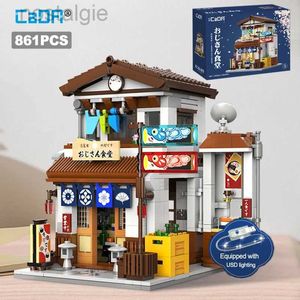 Blokken Cada LED Stad Japanse stijl Kantinehuis Architectuur Bouwstenen Late Night Kantine Figuren Bricks Speelgoed voor kinderen Geschenken 240401